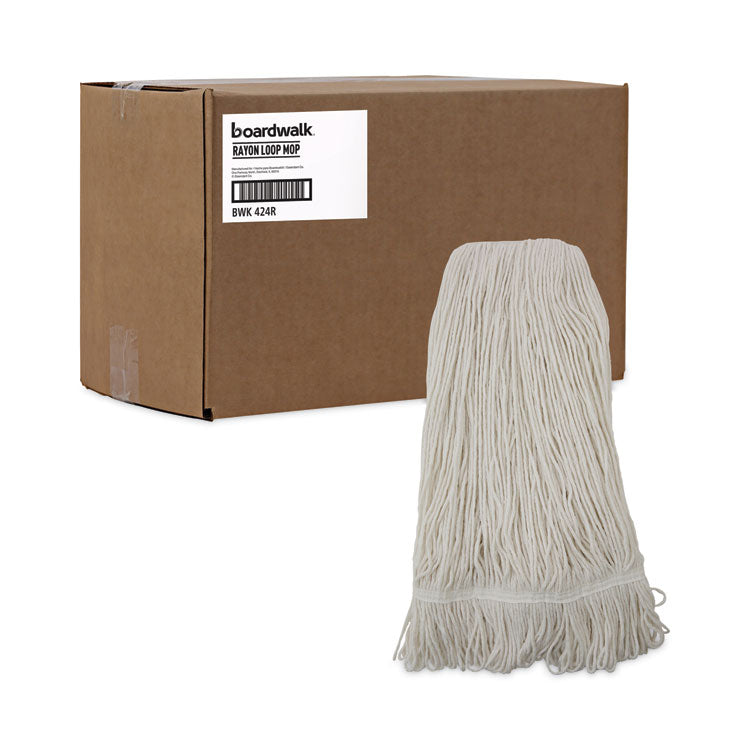 Pro Loop Web/Tailband Wet Mop Head, Rayon, 24 oz, White, 12/Carton