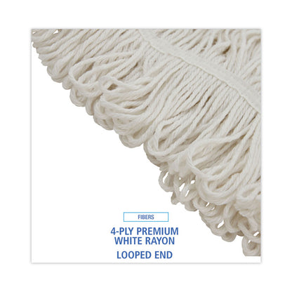 Pro Loop Web/Tailband Wet Mop Head, Rayon, 24 oz, White