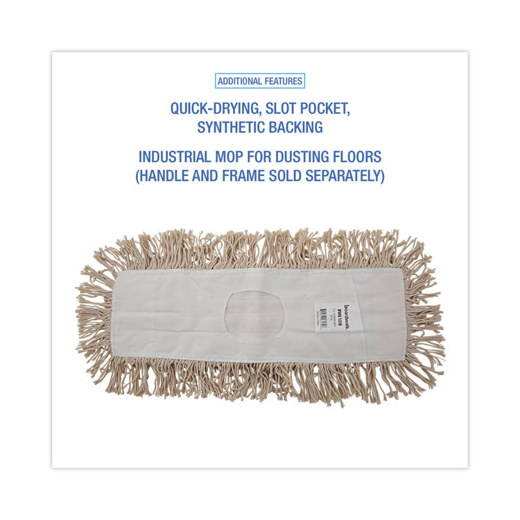 Industrial Dust Mop Head, Hygrade Cotton, 18 x 5, White
