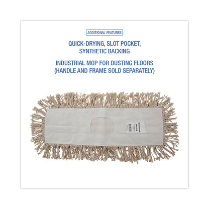 Industrial Dust Mop Head, Hygrade Cotton, 18 x 5, White
