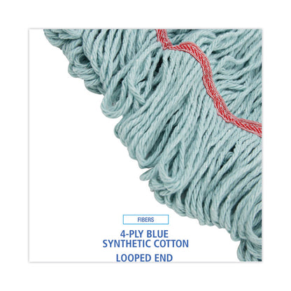 EchoMop with Looped-End Wet Head, Cotton/Rayon/Synthetic, Large, Blue, 12/Carton