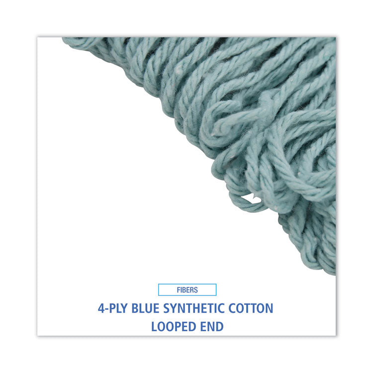 EchoMop with Looped-End Wet Head, Cotton/Rayon/Synthetic, Medium, Blue, 12/Carton