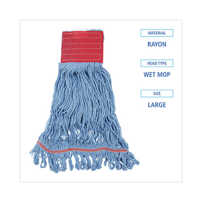 Pro Loop Web/Tailband Mop Head, Cotton/Polyester/Rayon, Large, Blue, 12/Carton