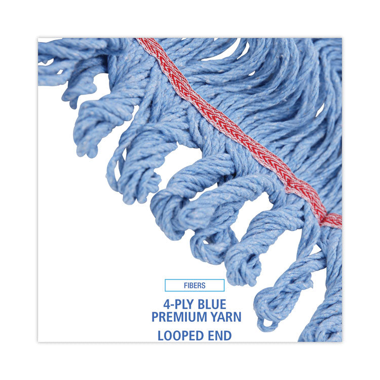 Pro Loop Web/Tailband Mop Head, Cotton/Polyester/Rayon, Large, Blue, 12/Carton