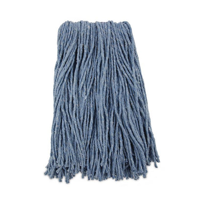Mop Head, Standard Head, Cotton/Synthetic Fiber, Cut-End, #16, Blue, 12/Carton
