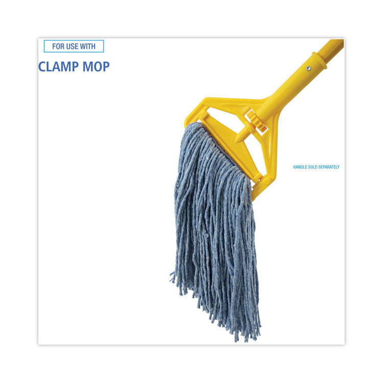 Mop Head, Standard Head, Cotton/Synthetic Fiber, Cut-End, #16, Blue, 12/Carton