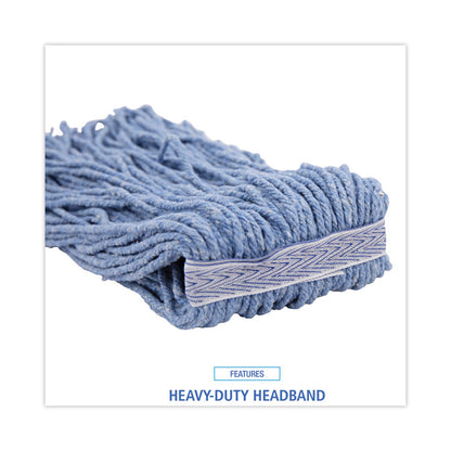 Mop Head, Standard Head, Cotton/Synthetic Fiber, Cut-End, #16, Blue, 12/Carton
