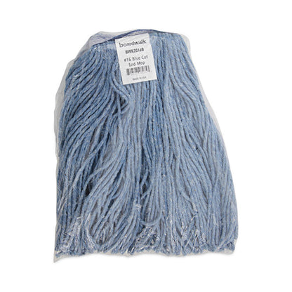 Mop Head, Standard Head, Cotton/Synthetic Fiber, Cut-End, #16, Blue, 12/Carton