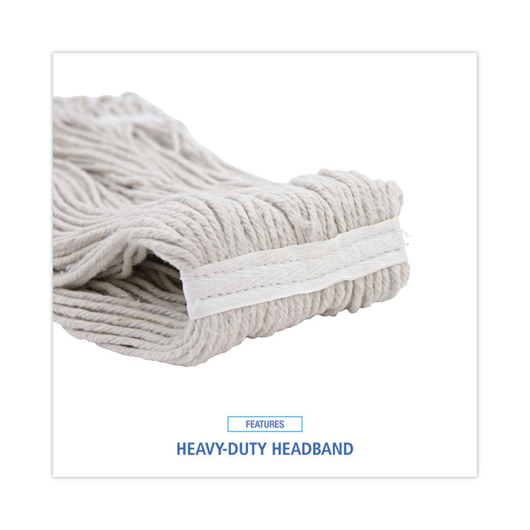 Cut-End Wet Mop Head, Cotton, #32, White, 12/Carton