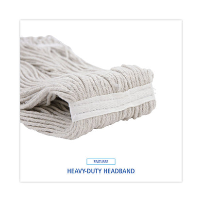 Cut-End Wet Mop Head, Cotton, #32, White, 12/Carton
