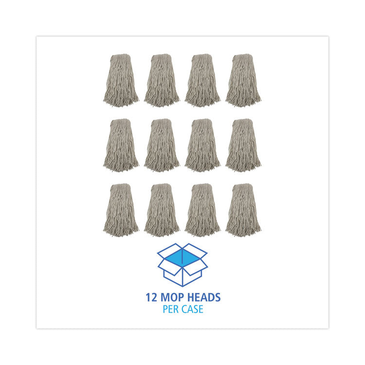 Cut-End Wet Mop Head, Cotton, #32, White, 12/Carton