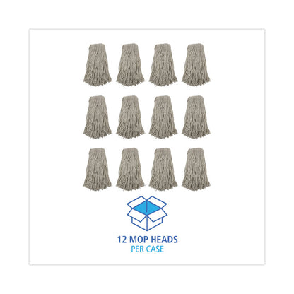 Cut-End Wet Mop Head, Cotton, #32, White, 12/Carton