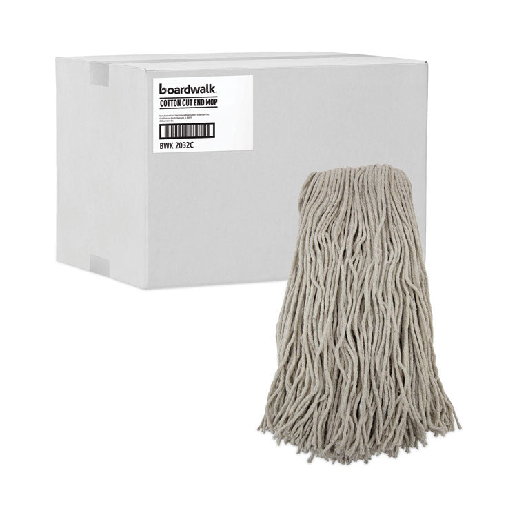 Cut-End Wet Mop Head, Cotton, #32, White, 12/Carton