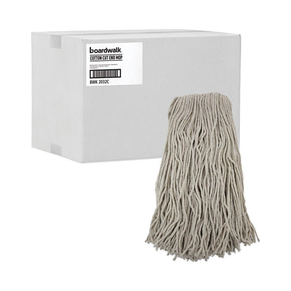 Cut-End Wet Mop Head, Cotton, #32, White, 12/Carton