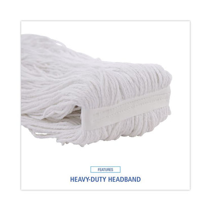 Pro Loop Web/Tailband Wet Mop Head, Rayon, #24 Size, White, 12/Carton