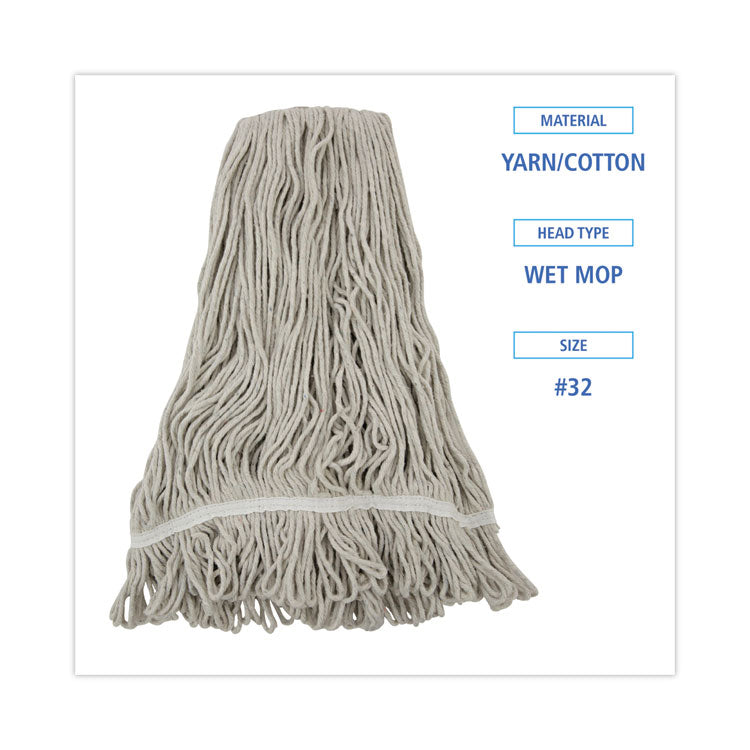 Mop Head, Loop Web/Tailband, Value Standard, Cotton, #32, White, 12/Carton