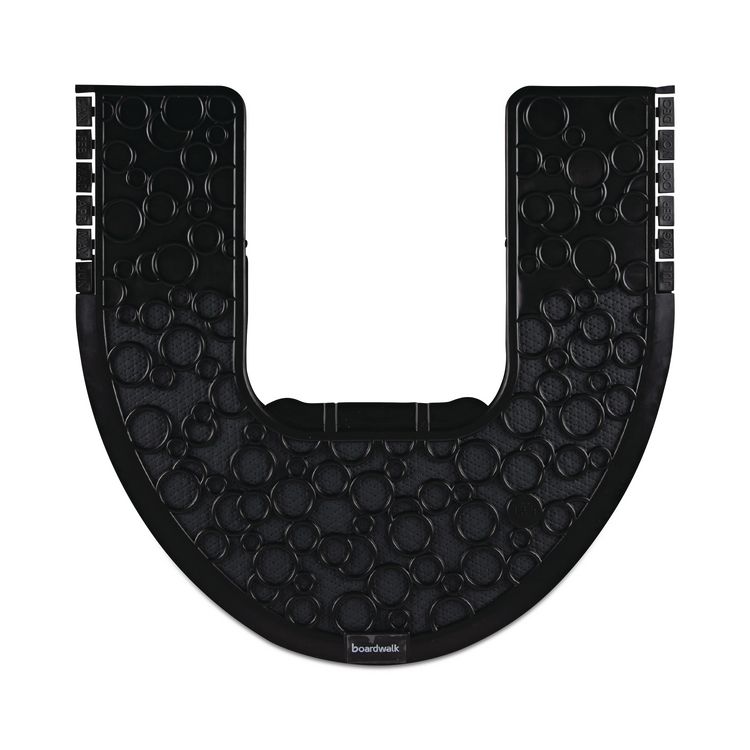 Commode Mat 2.0 Disposable Toilet Floor Mat, U-Shaped, Black/Gray Non-Slip Surface, 22" x 22", 6/Carton