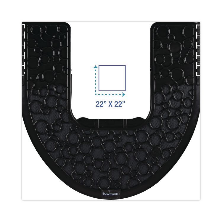 Commode Mat 2.0 Disposable Toilet Floor Mat, U-Shaped, Black/Gray Non-Slip Surface, 22" x 22", 6/Carton