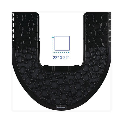 Commode Mat 2.0 Disposable Toilet Floor Mat, U-Shaped, Black/Gray Non-Slip Surface, 22" x 22", 6/Carton