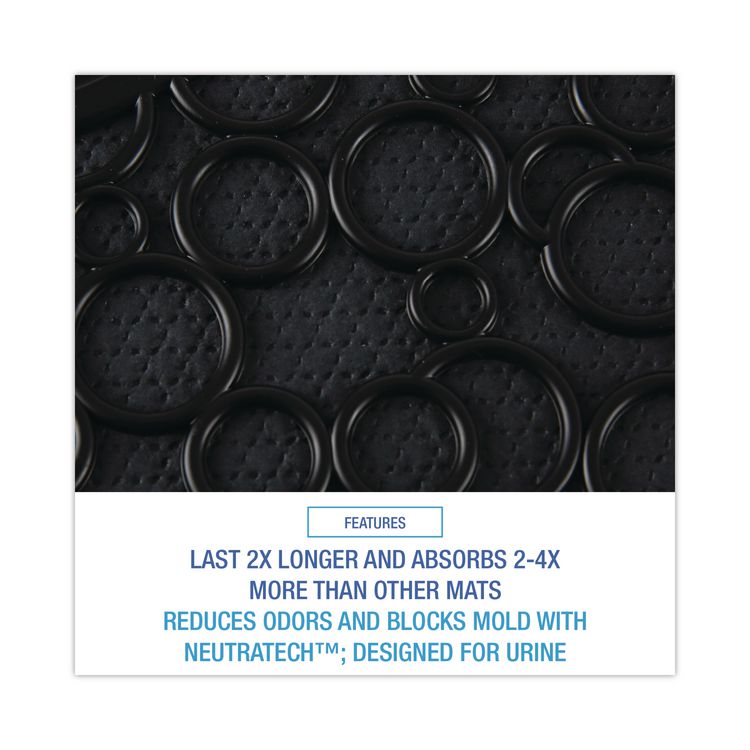 Commode Mat 2.0 Disposable Toilet Floor Mat, U-Shaped, Black/Gray Non-Slip Surface, 22" x 22", 6/Carton