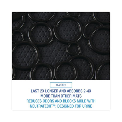 Commode Mat 2.0 Disposable Toilet Floor Mat, U-Shaped, Black/Gray Non-Slip Surface, 22" x 22", 6/Carton