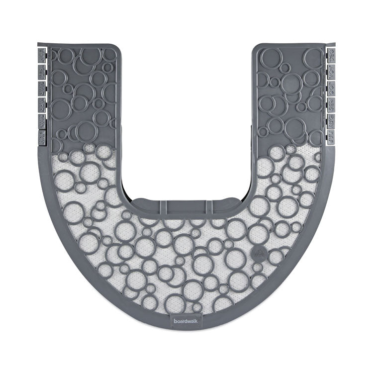 Commode Mat 2.0 Disposable Toilet Floor Mat, U-Shaped, Gray/White Non-Slip Surface, 22" x 22", 6/Carton