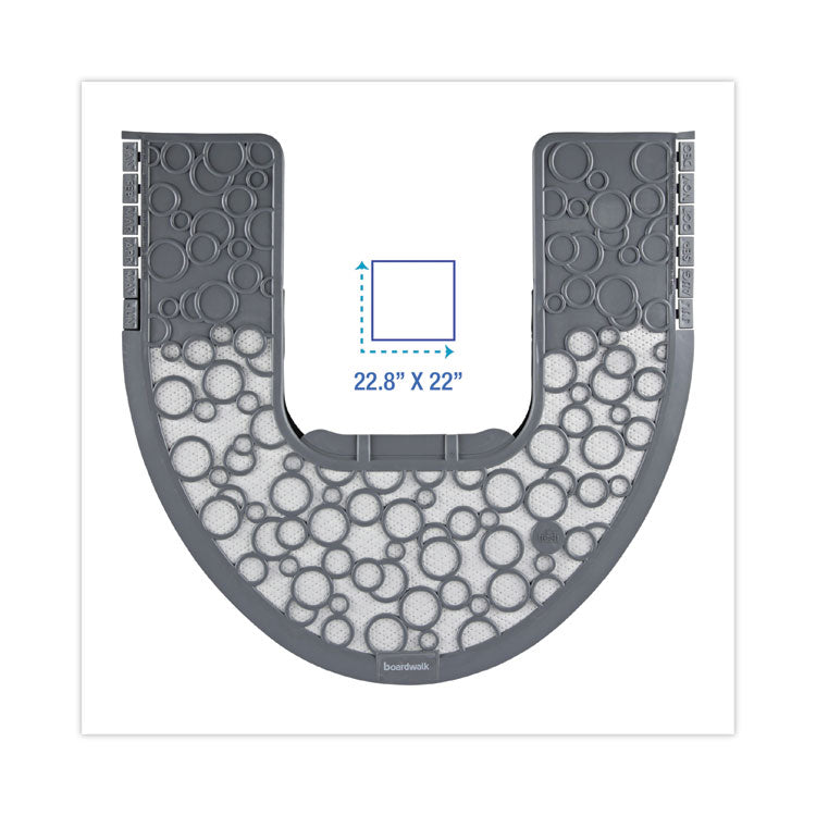 Commode Mat 2.0 Disposable Toilet Floor Mat, U-Shaped, Gray/White Non-Slip Surface, 22" x 22", 6/Carton