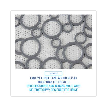 Commode Mat 2.0 Disposable Toilet Floor Mat, U-Shaped, Gray/White Non-Slip Surface, 22" x 22", 6/Carton