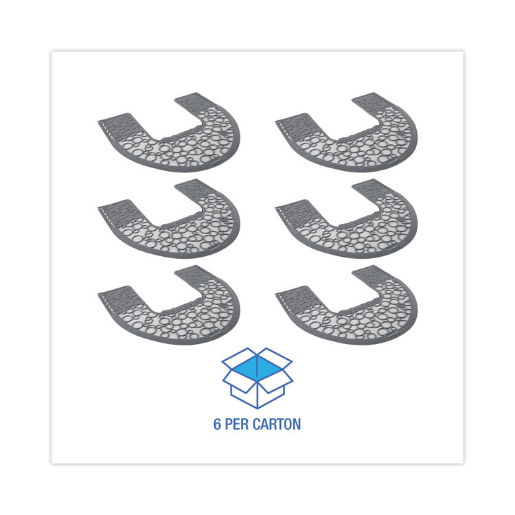Commode Mat 2.0 Disposable Toilet Floor Mat, U-Shaped, Gray/White Non-Slip Surface, 22" x 22", 6/Carton