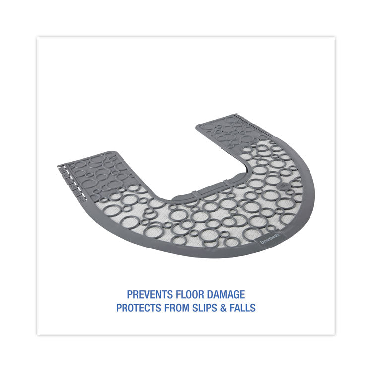 Commode Mat 2.0 Disposable Toilet Floor Mat, U-Shaped, Gray/White Non-Slip Surface, 22" x 22", 6/Carton