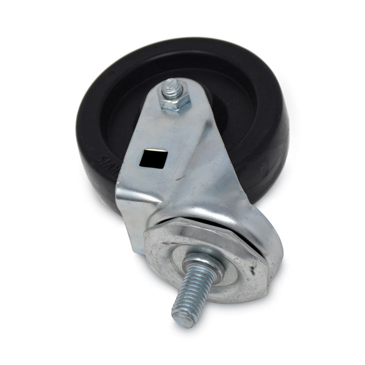 Replacement Bayonet-Stem Swivel Casters, Threaded Stem (0.5" x 1"), 4" Hard Rubber Wheel, Black