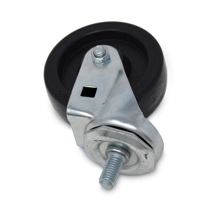 Replacement Bayonet-Stem Swivel Casters, Threaded Stem (0.5" x 1"), 4" Hard Rubber Wheel, Black