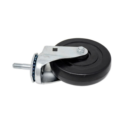 Replacement Bayonet-Stem Swivel Casters, Threaded Stem (0.31" x 1.63"), 5" Hard Rubber Wheel, Black