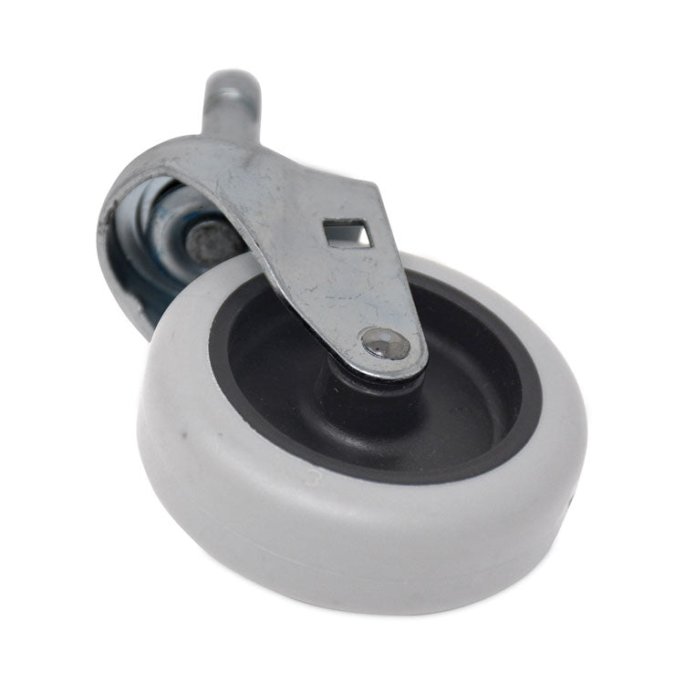 Replacement Bayonet-Stem Swivel Casters, Grip Ring Stem (0.5" x 1.25"), 3" Hard Rubber Wheel, Gray, 4/Pack