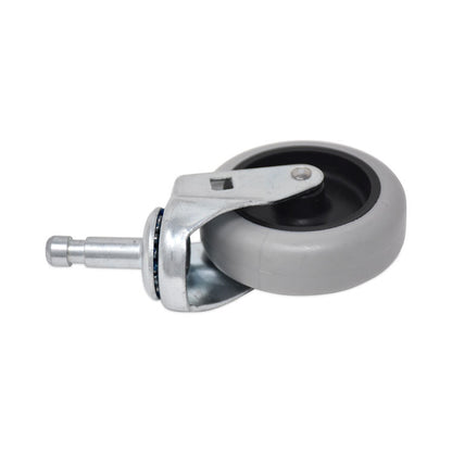 Replacement Bayonet-Stem Swivel Casters, Grip Ring Stem (0.5" x 1.25"), 3" Hard Rubber Wheel, Gray, 4/Pack