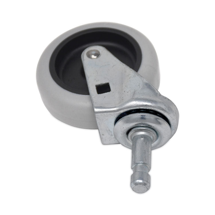Replacement Bayonet-Stem Swivel Casters, Grip Ring Stem (0.5" x 1.25"), 3" Hard Rubber Wheel, Gray, 4/Pack