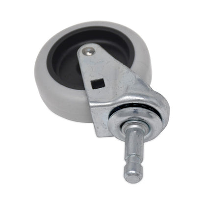 Replacement Bayonet-Stem Swivel Casters, Grip Ring Stem (0.5" x 1.25"), 3" Hard Rubber Wheel, Gray, 4/Pack