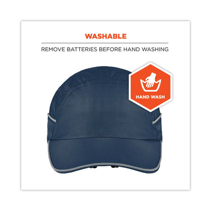 Skullerz 8965 Lightweight Bump Cap Hat with LED Lighting, Long Front Brim, One Size Fits Most, 0.01" Insert, Navy
