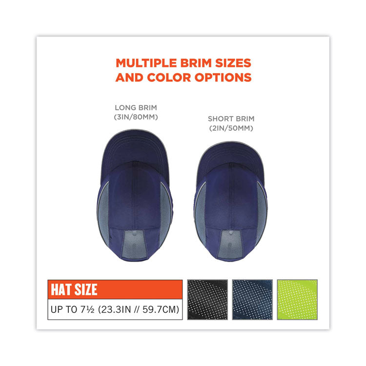 Skullerz 8960 Bump Cap with LED Lighting, Short Front Brim, 3X-Small to Large (Up to 7.5), 0.01" Insert, Lime Green