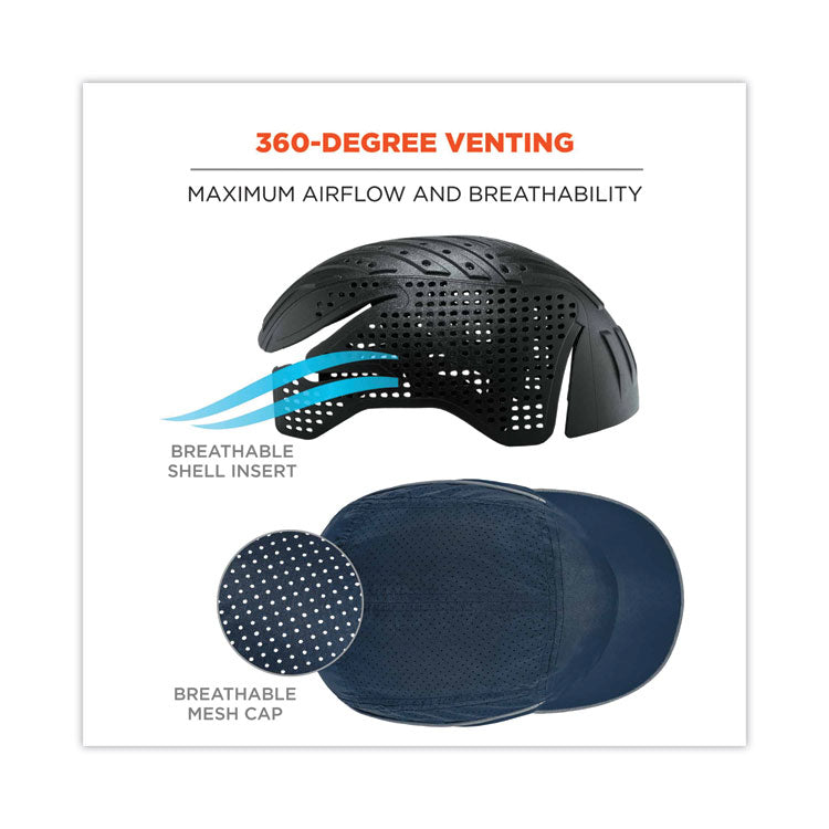Skullerz 8965 Lightweight Bump Cap Hat with LED Lighting, Long Front Brim, One Size Fits Most, 0.01" Insert, Navy
