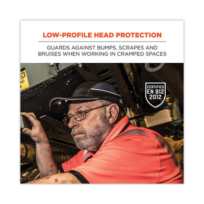 Skullerz 8960 Bump Cap with LED Lighting, Short Front Brim, 3X-Small to Large (Up to 7.5), 0.01" Insert, Lime Green