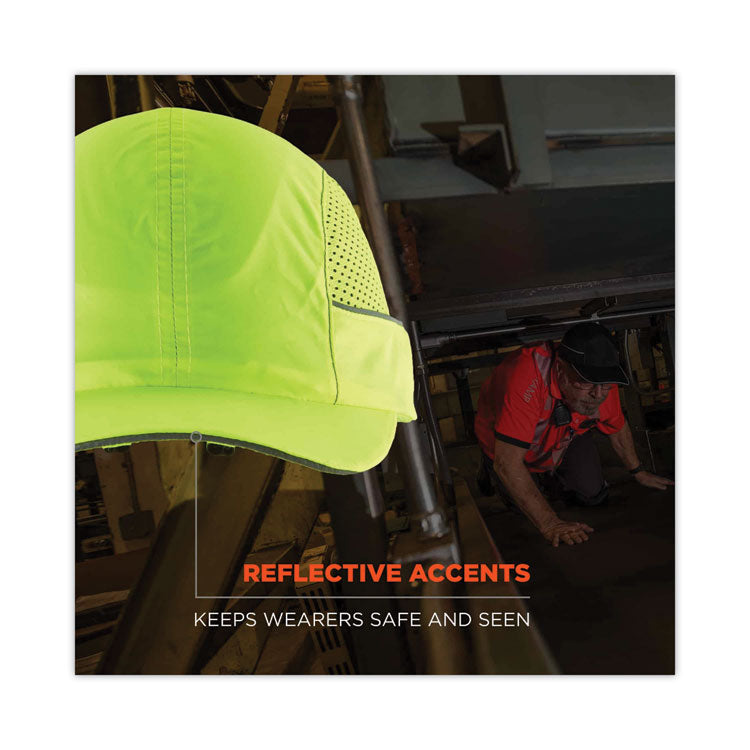 Skullerz 8960 Bump Cap with LED Lighting, Short Front Brim, 3X-Small to Large (Up to 7.5), 0.01" Insert, Lime Green