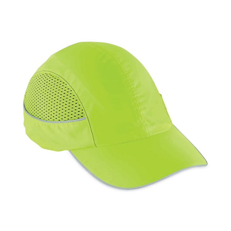 Skullerz 8960 Bump Cap with LED Lighting, Long Front Brim, 3X-Small to Large (Up to 7.5), 0.01" Insert, Lime Green