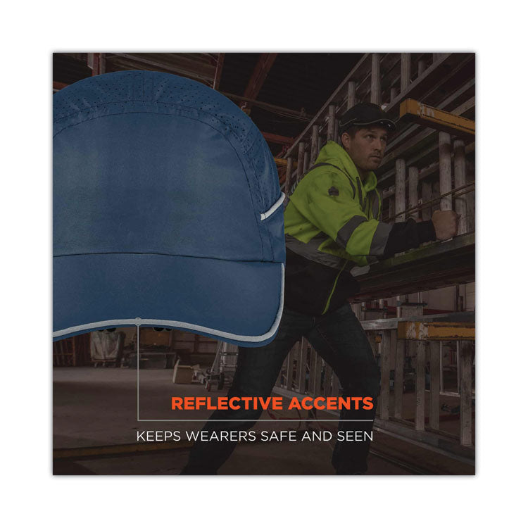 Skullerz 8965 Lightweight Bump Cap Hat with LED Lighting, Long Front Brim, One Size Fits Most, 0.01" Insert, Navy