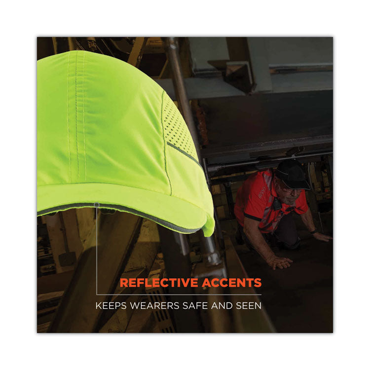 Skullerz 8960 Bump Cap with LED Lighting, Long Front Brim, 3X-Small to Large (Up to 7.5), 0.01" Insert, Lime Green