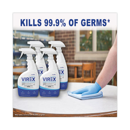 Virex All-Purpose Disinfectant Cleaner, Lemon Scent, 32 oz Spray Bottle, 4/Carton