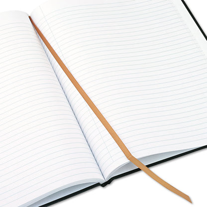 Executive Notebook with Ribbon Bookmark, 1-Subject, Medium/College Rule, Black Cover, (75) 10.75 x 8.5 Sheets