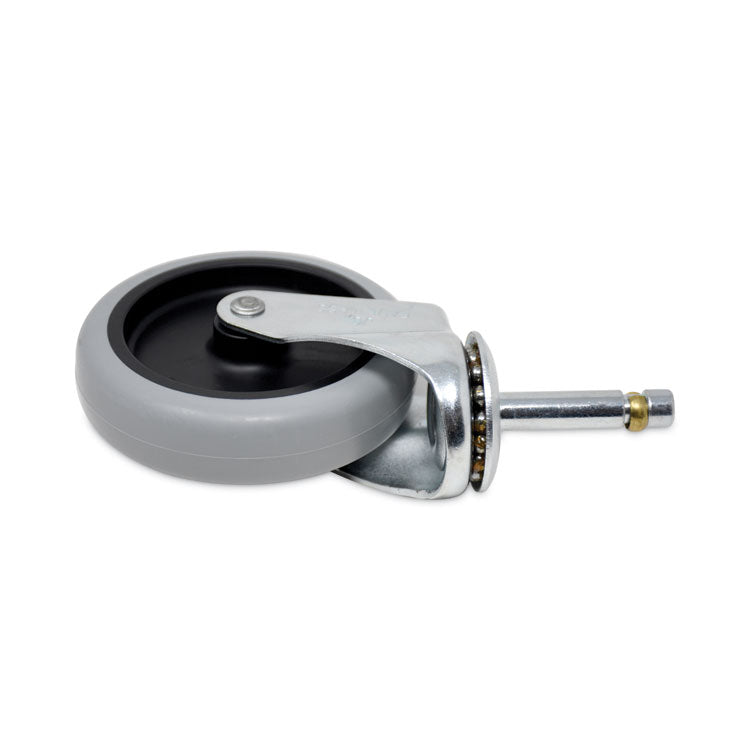 Replacement Bayonet-Stem Swivel Casters, Push and Lock Stem (0.44" x 2"), 4" Soft Rubber Wheel, Black/Gray/Silver