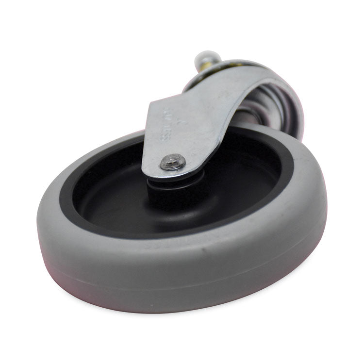 Replacement Bayonet-Stem Swivel Casters, Grip Ring Stem, 4" Soft Rubber Wheel, Black