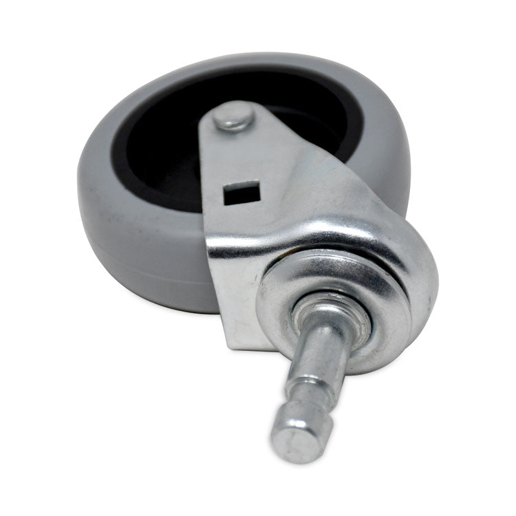 Mop Bucket/Wringer Replacement Caster, Grip Ring Type C Stem, 3" Wheel, Black/Gray/Silver